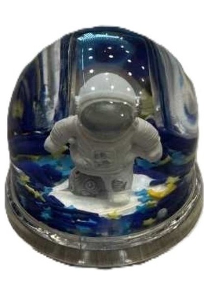 Sulu Simli Dekoratif Masa Kalemliği, Astronot Figürlü Cam Kalemlik
