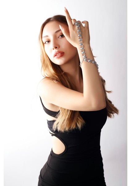 Matya Rodyum Renk Kaplama Gül Motifli Dolama Formlu Ayarlanabilir Şahmeran modelleri