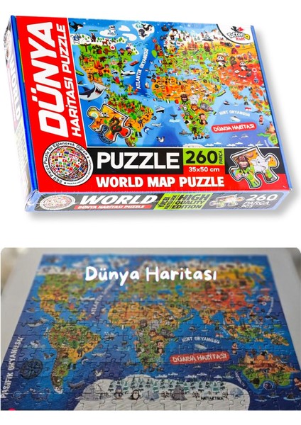 Dünya Kültür Haritası Puzzle Yapboz - 260 Parça