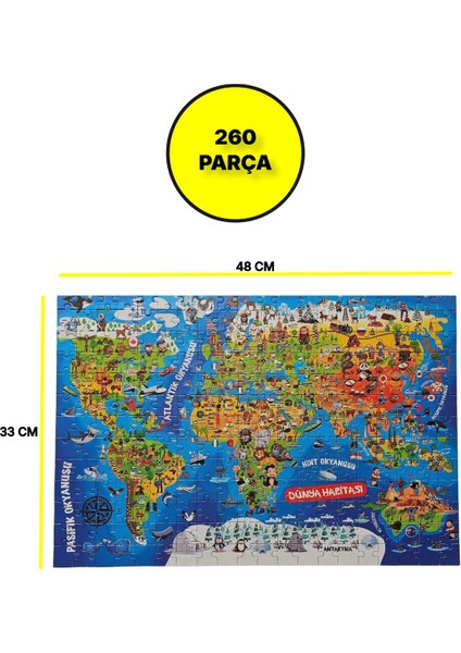 Dünya Kültür Haritası Puzzle Yapboz - 260 Parça fiyatları