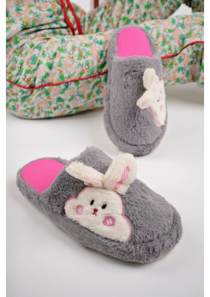 Ev Terliği Kaymaz Taban Tavşan Figürlü Peluş Yumuşacık Yünlü Ev Terliği Çeyizlik ve Gündelik fiyatları