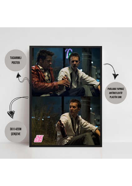 Fight Club Dövüş Kulübü Movie Film Çerçeveli Poster Tablo Yüksek Kalite Dekorasyon Tablo