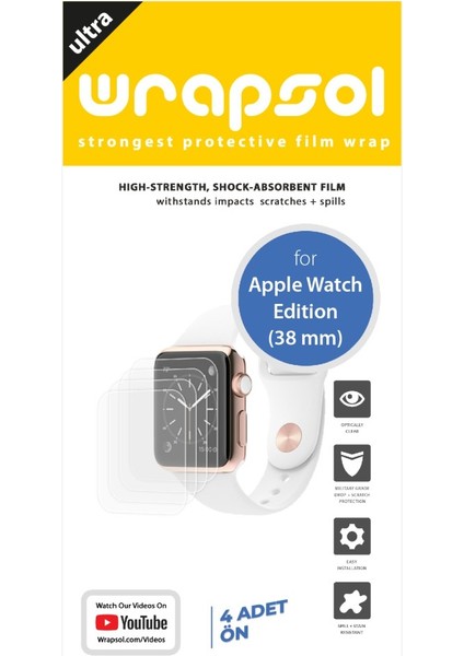 Apple Watch Edition 38 mm Akıllı Saat Ekran Koruyucu Poliüretan Film fiyatları