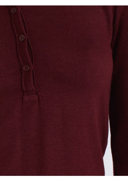 31544 Düğmeli Uzun Kollu Top-Bordo fırsatları