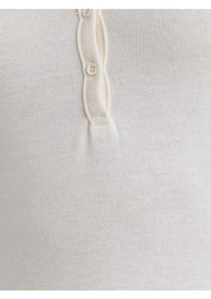 31544 Düğmeli Uzun Kollu Top-Ekru fırsatları