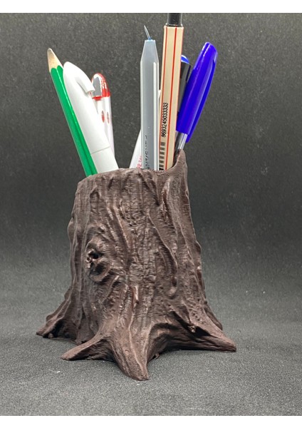 Ağaç Kütüğü Şeklinde 3D Baskı Dekoratif Kalemlik