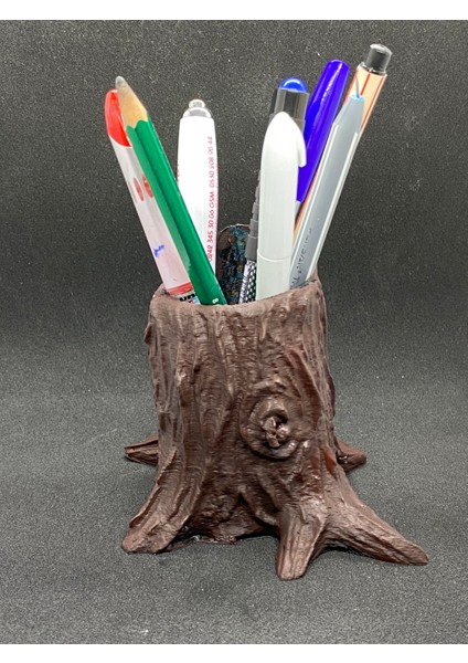 Ağaç Kütüğü Şeklinde 3D Baskı Dekoratif Kalemlik modelleri