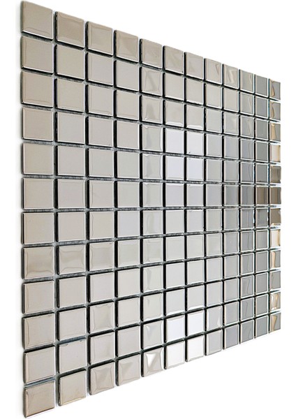 Mutfak Tezgah Arası ve Iç Dekorasyon Için 23X23X4MM. Gümüş Krom, 30X30CM. Fileli Kristal Mozaik. ( 1 M2 Fiyatıdır )