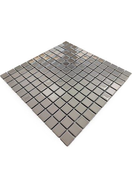 Mutfak Tezgah Arası ve Iç Dekorasyon Için 23X23X4MM. Gümüş Krom, 30X30CM. Fileli Kristal Mozaik. ( 1 M2 Fiyatıdır )