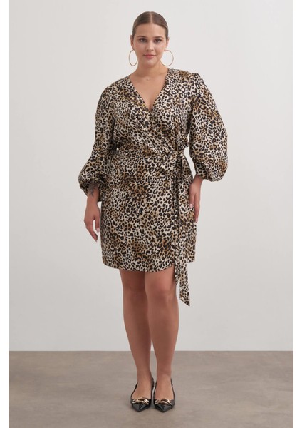 Beli Kuşaklı Leopar Elbise
