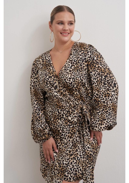 Beli Kuşaklı Leopar Elbise