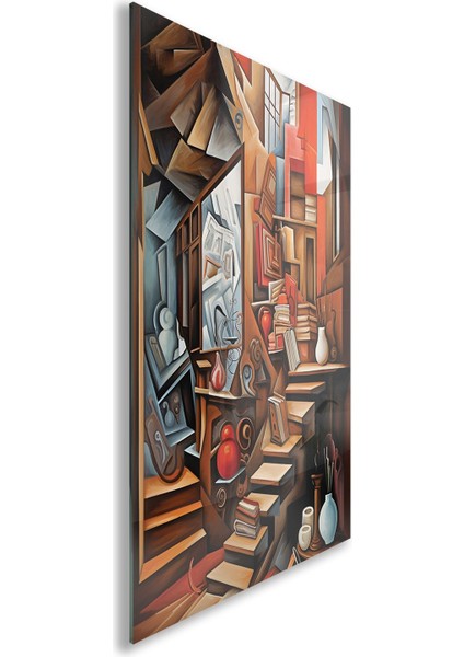 Sanatsal Cam Tablo - Kübizm - Dikey Motif 02-004