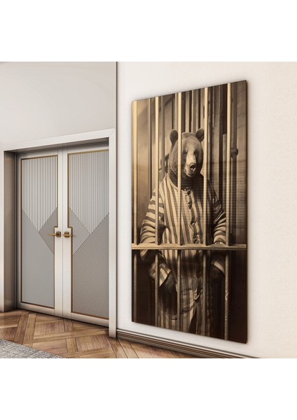 Hayvan Cam Tablo - Sevimli Dostlar Hapishanede - Dikey Motif 05-007