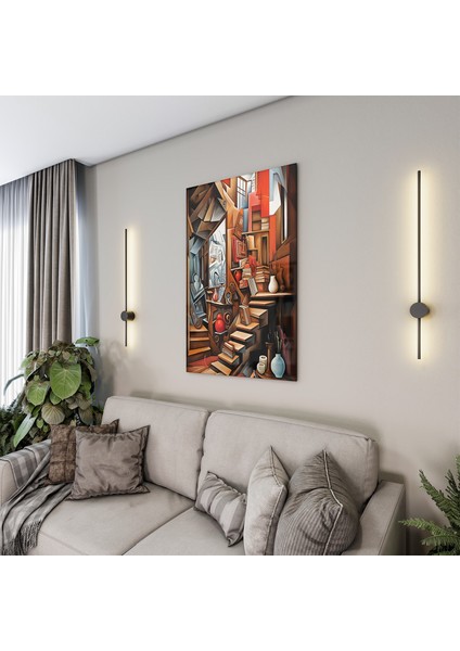 Sanatsal Cam Tablo - Kübizm - Dikey Motif 02-004 modelleri