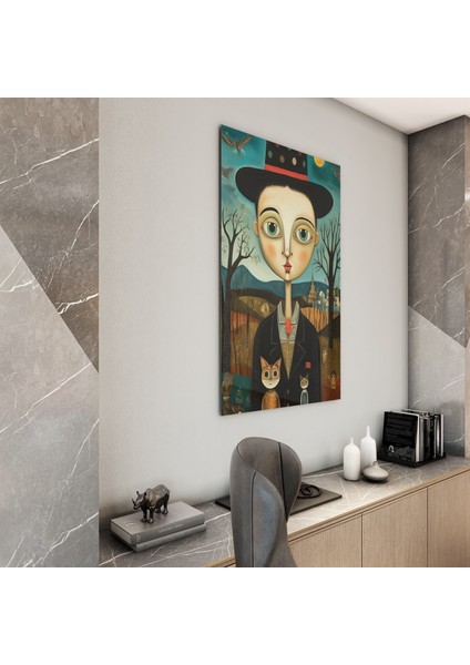 Sanatsal Cam Tablo - Naif Sanat - Dikey Motif 13-019 modelleri