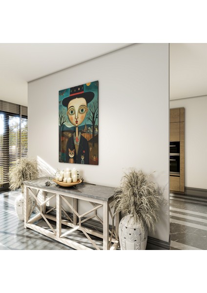 Sanatsal Cam Tablo - Naif Sanat - Dikey Motif 13-019 indirimleri