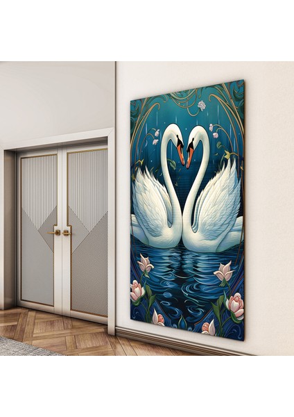 Sanatsal Cam Tablo - Art Nouveau - Dikey Motif 08-008