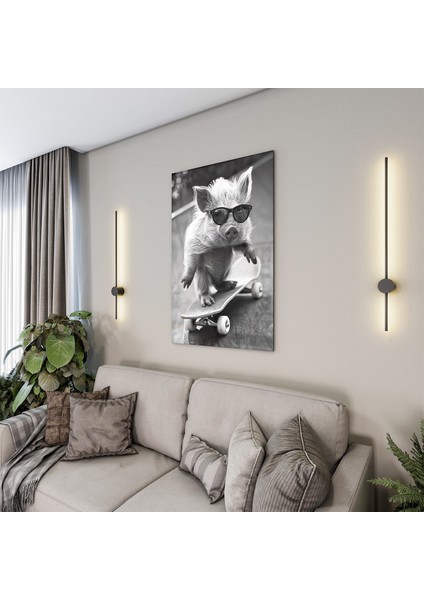 Hayvan Cam Tablo - Sevimli Dostlar Skuuterle - Dikey Motif 11-045