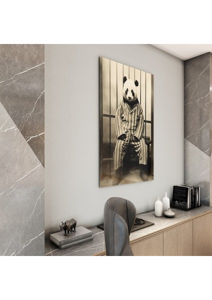 Hayvan Cam Tablo - Sevimli Dostlar Hapishanede - Dikey Motif 05-056