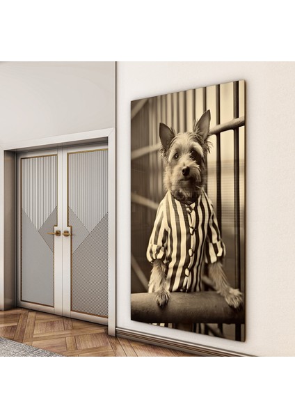 Hayvan Cam Tablo - Sevimli Dostlar Hapishanede - Dikey Motif 05-026