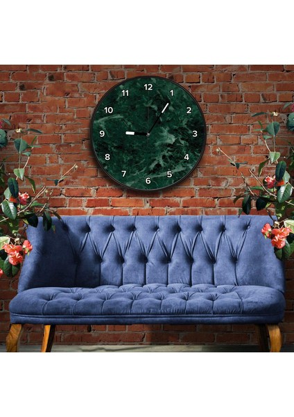 3D Yeşil Mermer Kanvas Duvar Saati - 40 cm