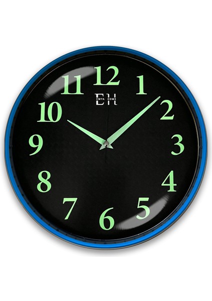 Parlayan Fosforlu Duvar Saati Mavi - 29 cm