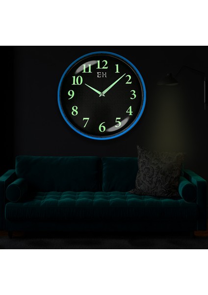 Parlayan Fosforlu Duvar Saati Mavi - 29 cm modelleri