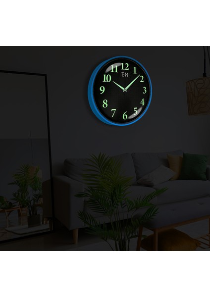 Parlayan Fosforlu Duvar Saati Mavi - 29 cm indirimleri