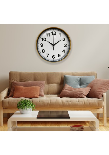 Kenar Fosforlu Duvar Saati Gold - 29 cm