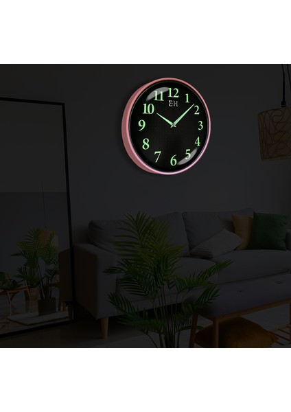 Parlayan Fosforlu Duvar Saati Pembe - 29 cm