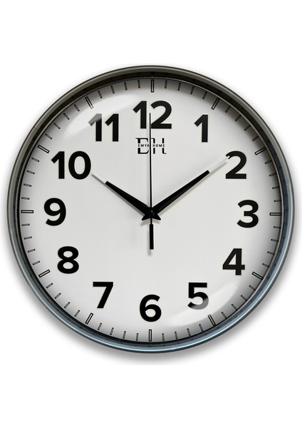 Kenar Fosforlu Duvar Saati Gümüş - 29 cm