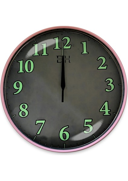 Fosforlu Duvar Saati Pembe - 29 cm