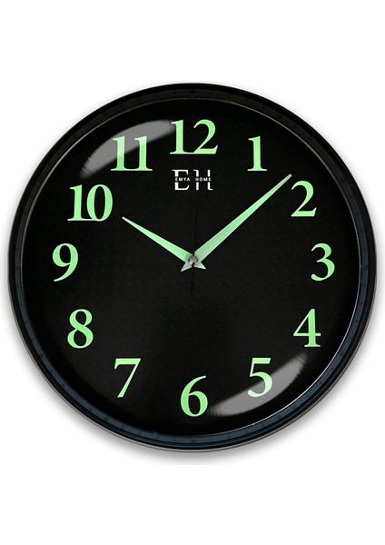 Parlayan Fosforlu Duvar Saati Siyah - 29 cm