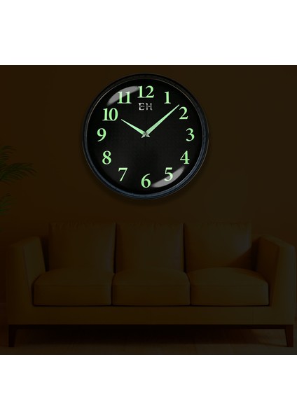 Parlayan Fosforlu Duvar Saati Siyah - 29 cm modelleri