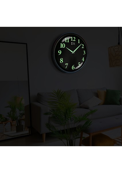 Parlayan Fosforlu Duvar Saati Siyah - 29 cm indirimleri