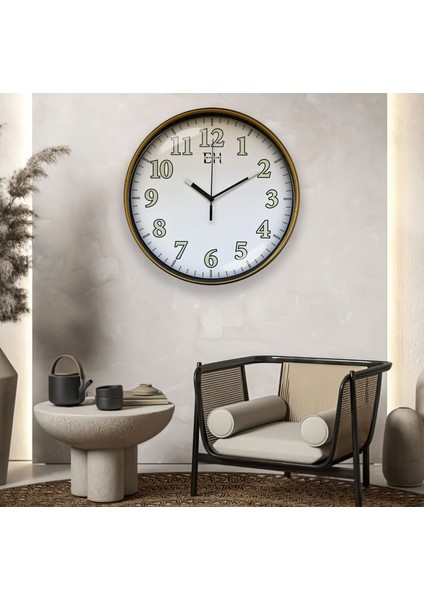 Fosforlu Duvar Saati Gold - 29 cm