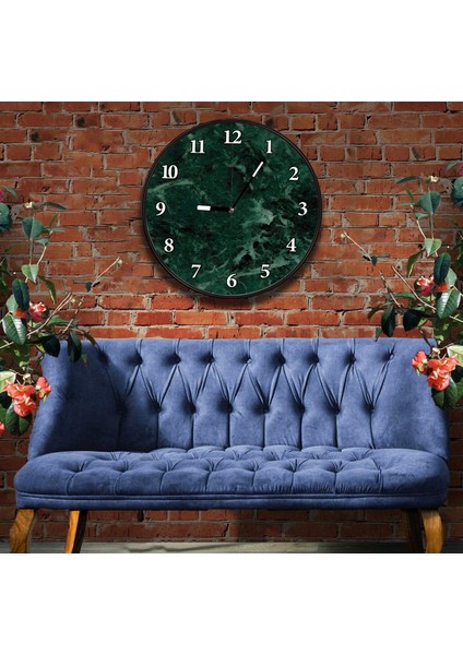 3D Yeşil Mermer Kanvas Duvar Saati - 60 cm