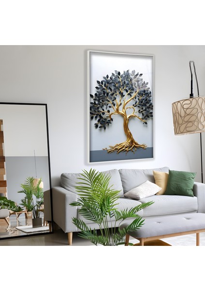 Metal Çerçeveli Gold Ağaç Cam Tablo fiyatları
