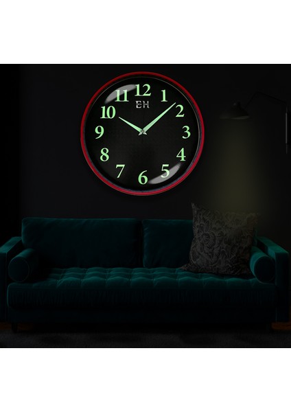 Parlayan Fosforlu Duvar Saati Kırmızı - 29 cm modelleri