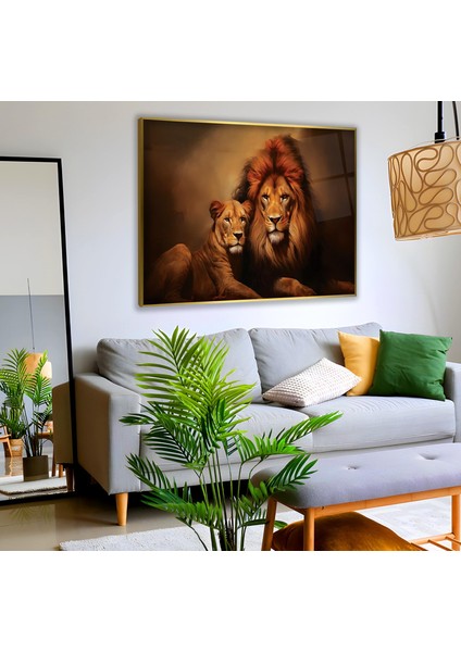 Metal Çerçeveli Aslanlar Cam Tablo fiyatları