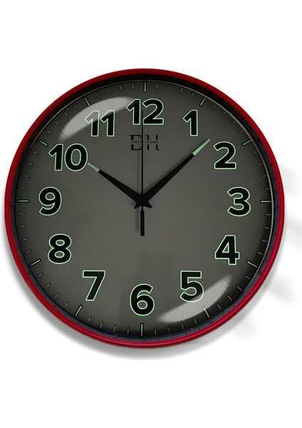Kenar Fosforlu Duvar Saati Kırmızı - 29 cm