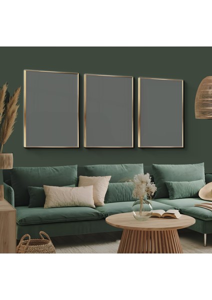Metal Çerçeveli Üçlü Soyut Desenler Cam Tablo modelleri