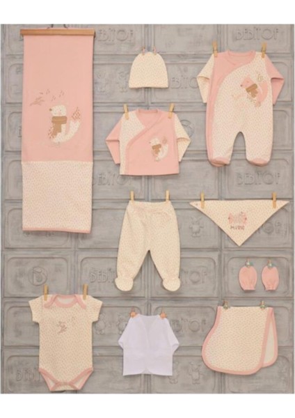 BBTF-10026 Sincap Desenli Pembe 10'lu Zıbın Set
