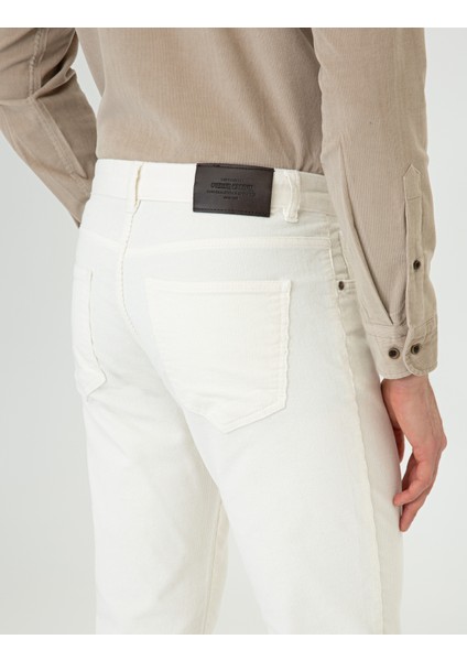 Erkek Ekru Slim Fit Kadife Kanvas Pantolon 50239895-VR019