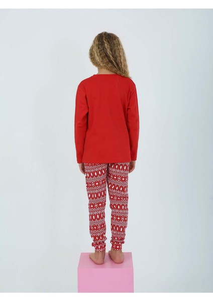 Kız Çocuk Uzun Kollu %100 Pamuklu Pijama Takımı 10/15 Yaş