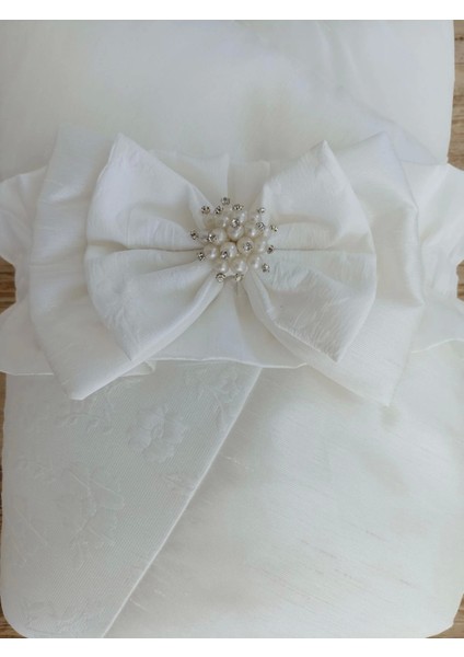 Yenidoğan Gelinlik Duvaklı Trilüks Kundak Bebek Battaniyesi Ekru modelleri