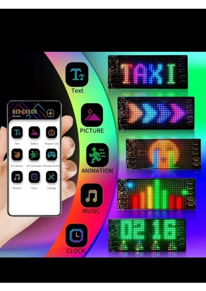 10x35cm Matrix Esnek LED Ekran Şeytan Gözler-Yazı Bluetooth Telefon Kontrollü Araba-Dükkan-Kamyon