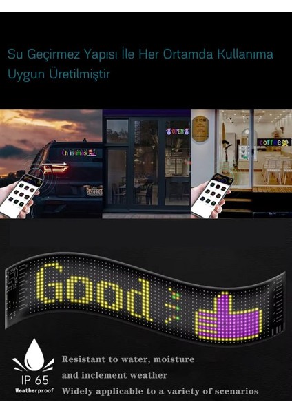 10x35cm Matrix Esnek LED Ekran Şeytan Gözler-Yazı Bluetooth Telefon Kontrollü Araba-Dükkan-Kamyon