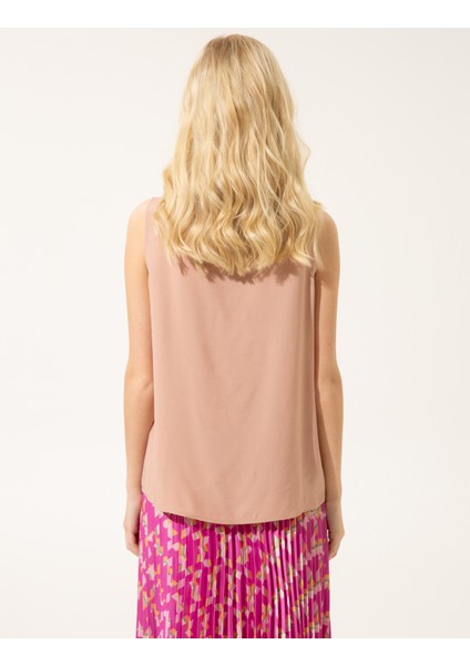 Kadın Pudra Regular Fit Kolsuz Bluz 50246370-VR042