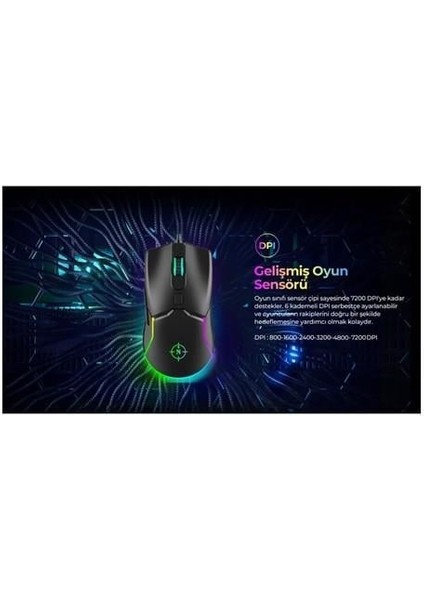 North Air Black Professional USB 7200DPI Gaming Siyah Mouse Rgb